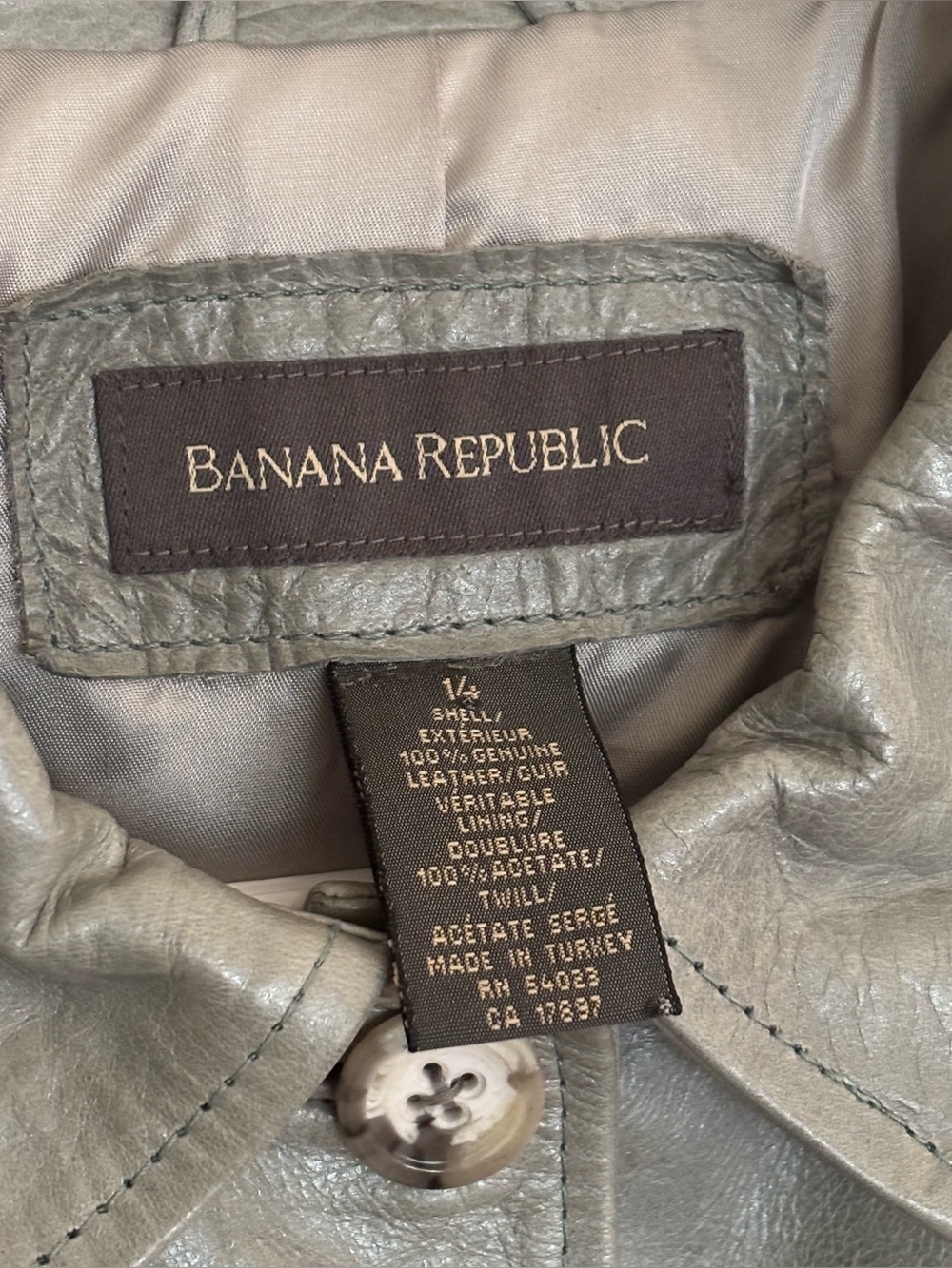 Y2K Banana Republic Women’s Vintage Leather Jacket Sage Green 14 - Picture 5 of 9